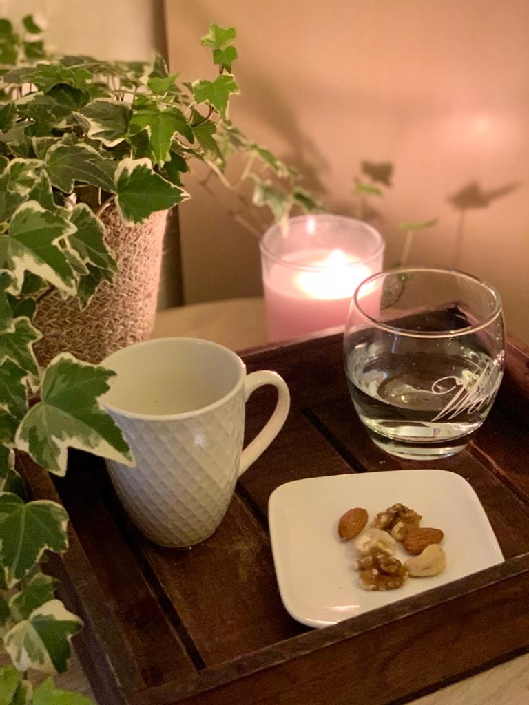 herbal tea and water